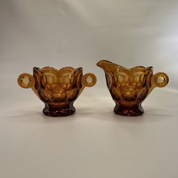Imperial Other - Imperial Glass Vintage Provincial Amber Cream And Open Sugar Set
